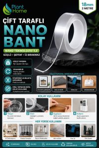 Extra Güçlü Çift Taraflı Nano Bant 18mm 2 Metre Halı Sabitleme Duvar Çerçeve ve Aksesuar Montaj Bandı - Görsel 2