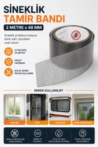 Sineklik Tamir Bandı 2 Metre x 48 mm | Güçlü Yapışkanlı Sineklik Yama Bandı | Pencere ve Kapı Sineklik Onarıcı - Görsel 2