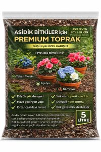 5 Litre – Düşük pH Torf Perlit Karışımı | Yaban Mersini, Açelya, Kamelya, Ortanca, Gardenya