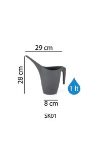 Sulama Kabı 1 Lt Antrasit – Modern Antrasit Renkli Mini Bitki Sulama Kabı - Görsel 2