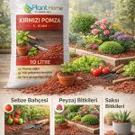Kırmızı Pomza 10 Litre (5-15 mm) – Bitki Toprağı Drenaj Taşı | Saksı, Peyzaj ve Bahçe Kullanımı |