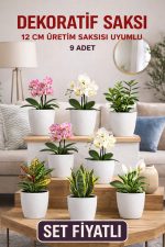 Dekoratif Saksı Seti 9 Adet – 12 cm Üretim Saksısı Uyumlu, Beyaz Saksı, Modern Çiçek Saksısı - Görsel 3