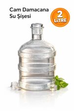 Cam Damacana Sürahi 2 Litre – Detoks & Limonata Şişesi, Dekoratif Cam İçecek Dispenseri