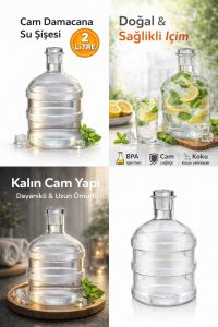Cam Damacana Sürahi 2 Litre – Detoks & Limonata Şişesi, Dekoratif Cam İçecek Dispenseri - Görsel 4