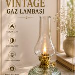 Dekoratif Cam Gaz Lambası – Vintage Tasarım, Ortam Aydınlatma, Şık Ev Dekoru