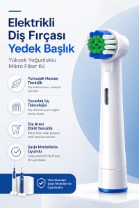 Şarjlı Diş Fırçası Yedek Başlığı – Yuvarlak Uçlu, Derinlemesine Temizlik - Şarjlı Cihazlara Uyumlu