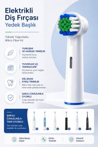Şarjlı Diş Fırçası Yedek Başlığı – Yuvarlak Uçlu, Derinlemesine Temizlik - Şarjlı Cihazlara Uyumlu - Görsel 4