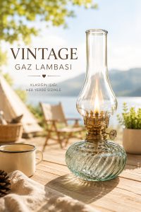 Vintage Cam Gaz Lambası – Dekoratif Aydınlatma | Nostaljik Şık Ortam Lambası