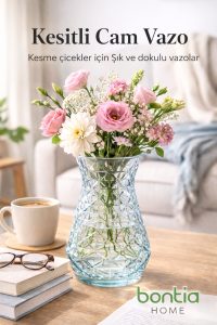 Kesitli Cam Vazo – Şık Dekoratif Çiçek Vazosu | Modern Tasarım, Dayanıklı Cam - Görsel 3