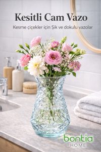Kesitli Cam Vazo – Şık Dekoratif Çiçek Vazosu | Modern Tasarım, Dayanıklı Cam - Görsel 4