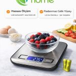Hassas Dijital Mutfak Terazisi 5KG | 1 Gr Hassasiyet | Paslanmaz Çelik Profesyonel Tartı