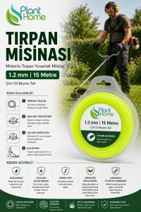 Motorlu Tırpan Misinası 1.2 mm 15 Metre Yuvarlak Motorlu Tırpan Misinası Çim ve Ot Biçme Teli