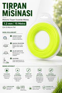 Motorlu Tırpan Misinası 1.2 mm 15 Metre Yuvarlak Motorlu Tırpan Misinası Çim ve Ot Biçme Teli - Görsel 2
