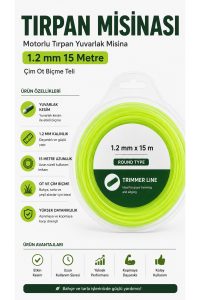 Motorlu Tırpan Misinası 1.2 mm 15 Metre Yuvarlak Motorlu Tırpan Misinası Çim ve Ot Biçme Teli - Görsel 4