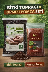 Bitki Toprağı & Kırmızı Pomza Seti | 5 L Bitki Toprağı + 1 L Ponza | Organik Cocopeat İçerikli