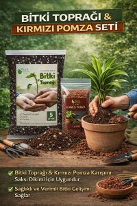 Bitki Toprağı & Kırmızı Pomza Seti | 5 L Bitki Toprağı + 1 L Ponza | Organik Cocopeat İçerikli - Görsel 2