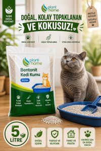 Bentonit Kedi Kumu 5 Litre – Doğal Topaklanan, Güçlü Koku Kontrolü, Yüksek Emilim