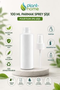100 ML Parmak Sprey Şişe Polietilen (PE) | Kolonya, Parfüm, Dezenfektan ve Kozmetik İçin Sprey Şişe