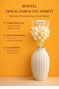 Doğal Pamuk Otu Demeti – Dekoratif Kuru Çiçek, Uzun Ömürlü Premium Lagurus - Görsel 5