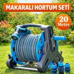 Makaralı Hortum Seti 20 Metre Bahçe Sulama Hortumu 1/2 İç Çap 5 Fonksiyonlu Sulama Tabancalı