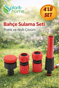 Hortum Sprey Sulama Tabancası Seti 4 Parça – Bahçe Musluk & Çeşme Bağlantı Adaptörü