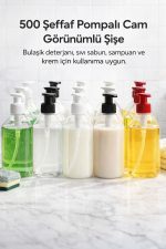 500 Ml Cam Görünümlü Şeffaf PET Şişe Seti – 4 Adet | Banyo - Şampuan - Mutfak - Deterjan - Görsel 2