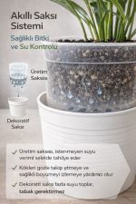 Akıllı 2’li Saksı Seti – Bone Beyaz Dekoratif Saksı + Şeffaf Üretim Saksısı | Drenajlı, Kırılmaz - Görsel 3