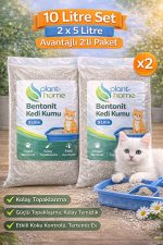 Bentonit Kedi Kumu 2’li Set 10 Litre (2×5 L) – Parfümsüz, Kolay Temizlik