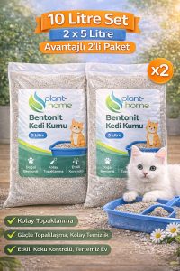 Bentonit Kedi Kumu 2’li Set 10 Litre (2×5 L) – Parfümsüz, Kolay Temizlik