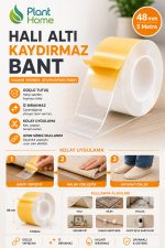 Halı Altı Kaydırmaz Bant 48mm x 5 Metre Çift Taraflı Güçlü Yapışkan Halı ve Yolluk Sabitleyici Bant - Görsel 2