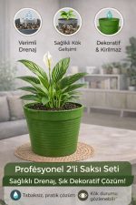Akıllı 2’li Saksı Seti – Yeşil Dekoratif Saksı + Şeffaf Üretim Saksısı | Drenajlı, Kırılmaz - Görsel 5