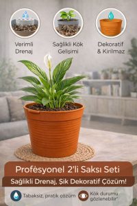 Akıllı 2’li Saksı Seti – Terracota Dekoratif Saksı + Şeffaf Üretim Saksısı | Drenajlı, Kırılmaz - Görsel 4