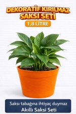 2’li Saksı Seti | 15 Pot Şeffaf Üretim Saksısı + 1,8 L Turuncu Kırılmaz Dekoratif Dış Saksı