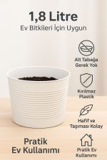 5’li 1,8 L Dekoratif Kırılmaz Saksı Seti + 10 L Premium Bitki Toprağı (Cocopeat & Perlitli) - Görsel 5