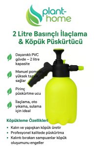 2 Litre Basınçlı İlaçlama Pompası & Köpük Püskürtücü – Bahçe ve Oto Yıkama Spreyi - Görsel 3