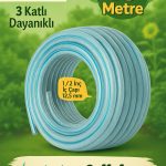 Şeffaf Su Hortumu 15 Metre 1/2 İnç 3 Katlı PVC Bahçe Sulama Hortum