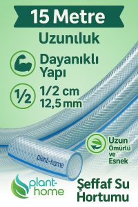 Şeffaf Su Hortumu 15 Metre 1/2 İnç 3 Katlı PVC Bahçe Sulama Hortum - Görsel 3