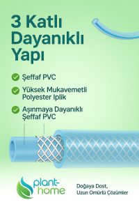 Şeffaf Su Hortumu 30 Metre 1/2 İnç (12,5 mm) 3 Katlı Dayanıklı PVC Bahçe Hortumu - Görsel 2