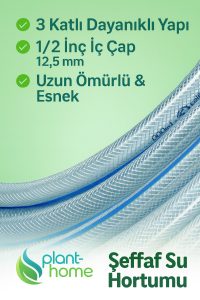 Şeffaf Su Hortumu 30 Metre 1/2 İnç (12,5 mm) 3 Katlı Dayanıklı PVC Bahçe Hortumu - Görsel 3