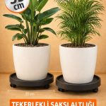 (1 ADET) 35 cm Tekerlekli Saksı Altlığı –Yük Taşıyıcı, Saksı - Damacana - Hava Temizleyici - Tüp