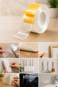 Halı Altı Kaydırmaz Bant 48mm x 5 Metre Çift Taraflı Güçlü Yapışkan Halı ve Yolluk Sabitleyici Bant - Görsel 3