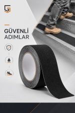 5 Cm x 10 Mt Kaymaz Merdiven Bandı Siyah | Güçlü Yapışkanlı Kaydırmaz Zemin ve Merdiven Güvenlik Bandı - Görsel 3