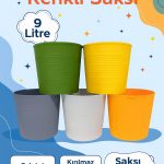 5’li 9 Litre Renkli Kırılmaz Saksı Seti + 1 Litre Sulama Hediyeli | Esnek Malzeme – Tabaksız