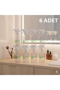 6 Adet Boş Şeffaf Sprey Şişe Seti - Kimyasallara Dayanıklı 500 ml Fısfıs Şişe - Görsel 3