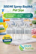 3 Adet Boş Şeffaf Sprey Şişe Seti - Kimyasallara Dayanıklı 500 ml Fısfıs Şişe