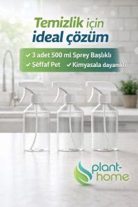 3 Adet Boş Şeffaf Sprey Şişe Seti - Kimyasallara Dayanıklı 500 ml Fısfıs Şişe - Görsel 3