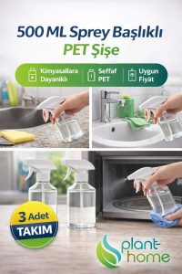 3 Adet Boş Şeffaf Sprey Şişe Seti - Kimyasallara Dayanıklı 500 ml Fısfıs Şişe - Görsel 5