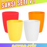 Premium Saksı Seti V1 – 4’lü Dekoratif Orkide Saksısı 1,25 L (Beyaz, Turuncu, Kırmızı, Sarı)