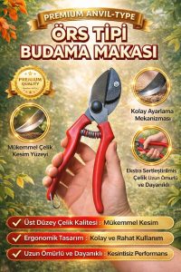 Örs Tipi Budama Makası – Mükemmel Kesim, Uzun Ömürlü Premium Çelik Bahçe Makası