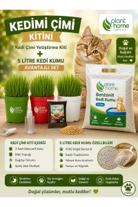 Kedi Çimi Yetiştirme Kiti + 5 Litre Bentonit Kedi Kumu Seti | Doğal, Sağlıklı ve Avantajlı Paket - Görsel 3